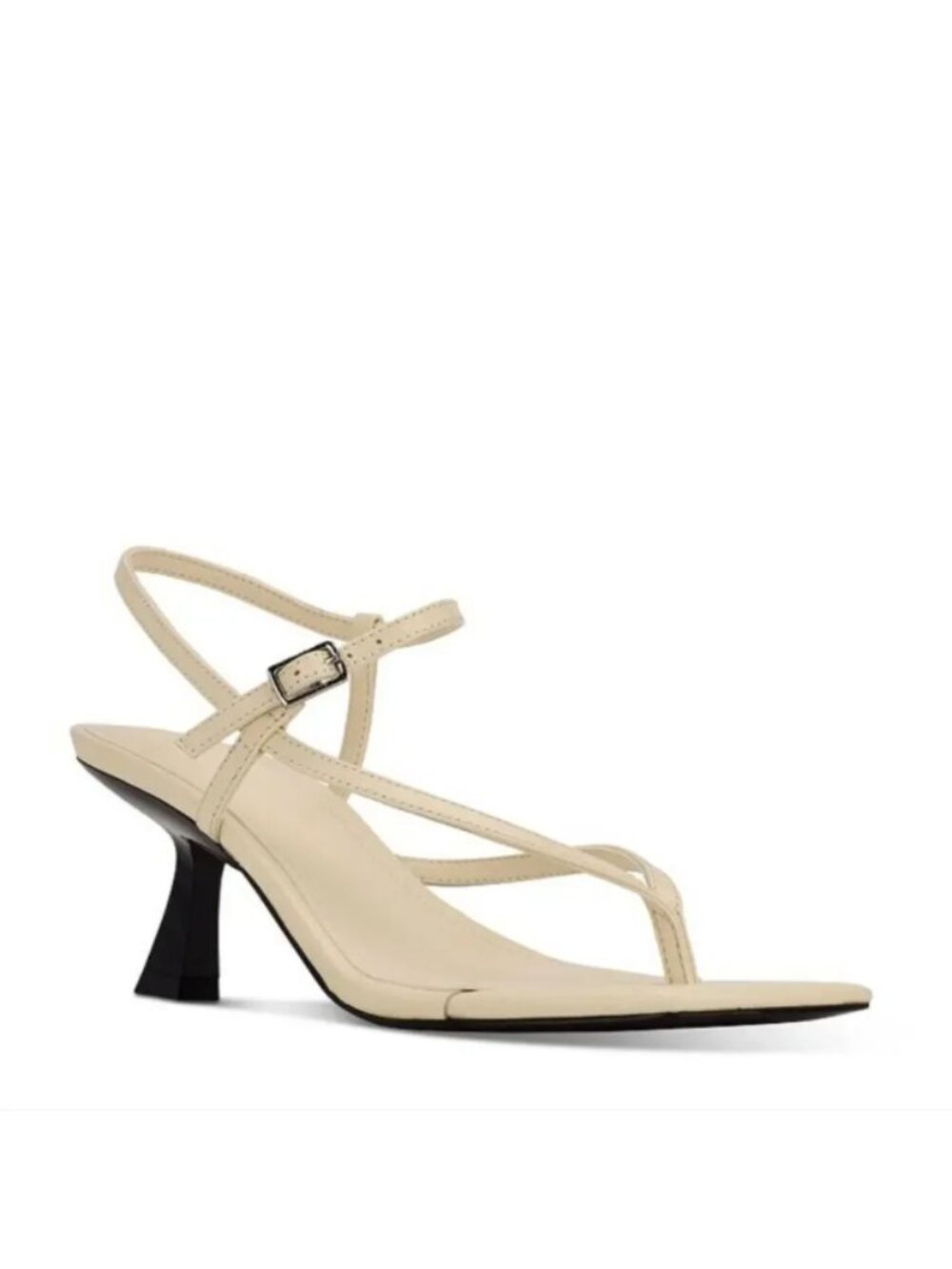 Marc Fisher LTD Calinda Beige Nude Leather Square Toe Kitten Heel Sandal 8.5M - Picture 11 of 11